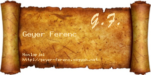 Geyer Ferenc névjegykártya